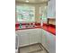 Kitchen with white cabinets, red counter tops, and stainless steel double sink at 2077 Wetland Pt # 1103, Lutz, FL 33558