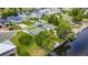 Aerial view showcasing home's canal-front location and neighborhood context at 3178 Sea Grape Dr, Hernando Beach, FL 34607