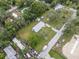 Aerial view showing a single-Gathering home's location in a residential area at 9140 & 9130 Peony St, New Port Richey, FL 34654