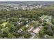 Aerial view of a house nestled in a quiet neighborhood with lush greenery at 9140 & 9130 Peony St, New Port Richey, FL 34654