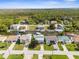 Aerial view of waterfront homes with private docks and lush landscaping at 7637 Hatteras Dr, Hudson, FL 34667