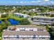 Aerial view highlighting building location and features at 1127 King Arthur Ct # 305, Dunedin, FL 34698