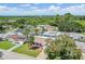 An aerial view of a neighborhood with views of the water in the distance at 3849 Claremont Dr, New Port Richey, FL 34652
