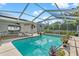 Relaxing screened pool area with patio furniture and solar panels at 3077 Ardenwood Dr, Spring Hill, FL 34609