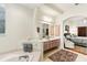 Double vanity bathroom with updated fixtures and a soaking tub at 8088 Spanish Oak Dr, Spring Hill, FL 34606