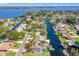 Aerial view of house location on canal at 41 Cypress Dr, Palm Harbor, FL 34684