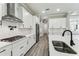 Modern kitchen with white cabinets and stainless steel appliances at 6109 Dusk Rose Ln, Brooksville, FL 34601