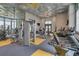 The gym features state-of-the-art equipment and a mirrored wall, perfect for a complete workout at 6120 Marsh Trail Dr, Odessa, FL 33556