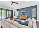 Comfortable living room with plush seating, modern furniture, and a view of the pool at 6120 Marsh Trail Dr, Odessa, FL 33556