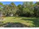 Large backyard with shed and mature trees at 3018 Greynolds Ave, Spring Hill, FL 34608