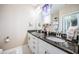 Double vanity bathroom with granite countertops and modern fixtures at 10595 Marsha Dr, New Port Richey, FL 34655
