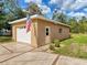 Detached garage with American flag, single door, and neutral stucco exterior at 11281 Godwit Ave, Weeki Wachee, FL 34613