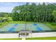 Two well-maintained pickleball courts with a shaded seating area at 6392 Summit View Dr, Brooksville, FL 34601