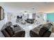 Open living room with comfortable leather sofas and a large TV at 7310 Rockwood Dr, Port Richey, FL 34668