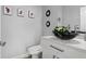 Modern powder room with vessel sink and marble countertop at 14485 Switch Back Rd, Brooksville, FL 34609