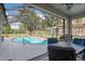 Inviting pool area with screened enclosure and patio furniture at 11909 Wexford Blvd, Spring Hill, FL 34609