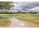 Golf course path with a lush green landscape and trees at 2293 Dog Leg Ct, Brooksville, FL 34604