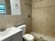 Bathroom features a shower, modern toilet, updated vanity, and ample space at 4913 Hazner St # 4913, New Port Richey, FL 34652