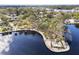 Aerial view of waterfront homes and lush parkland at 203 S Spring Blvd, Tarpon Springs, FL 34689