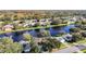 Aerial view of a quiet residential neighborhood with a peaceful lake at 7328 Skyview Ave, New Port Richey, FL 34653