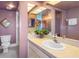 Bathroom with single sink vanity and shower/tub combo at 4620 Bay Blvd # 1148, Port Richey, FL 34668