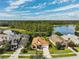 Aerial view highlighting a house's location in a lakefront community at 5347 Southern Valley Loop, Brooksville, FL 34601