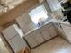Galley style kitchen with white cabinets and appliances at 2260 Costa Rican Dr # 26, Clearwater, FL 33763