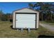 Exterior shot of a metal shed featuring a roll-up door and ramp for easy access to storage at 8700 Ross Ln, New Port Richey, FL 34654