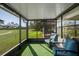 Relaxing screened porch overlooking a golf course, featuring comfy seating at 3416 Lori Ln # 4, New Port Richey, FL 34655
