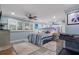 Bedroom with ceiling fan, striped bedding, and built-in headboard at 4523 Gulfstream Dr, Hernando Beach, FL 34607