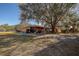Backyard view of home with patio, trees, and kayaks at 10525 Hilltop Dr, New Port Richey, FL 34654