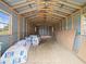 Unfinished interior of a metal storage shed at 18479 Mason Smith Rd, Brooksville, FL 34601