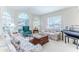 Bright living room with floral couches, a coffee table, and large windows at 11544 Mcleod St, Spring Hill, FL 34609