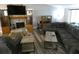 Spacious living room featuring a stone fireplace, large sectional sofa, and wood-look flooring at 9980 Eagles Point Cir # 3, Port Richey, FL 34668