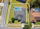 Aerial view of a single-Gathering home with a private pool at 10464 Henderson St, Spring Hill, FL 34608