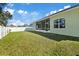 Spacious backyard with grassy lawn and screened patio at 12739 Balsam Ave, Hudson, FL 34669