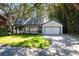 Charming one-story home with a white exterior, covered porch, and lush green lawn at 13834 Vacation Ln, Odessa, FL 33556