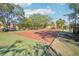 Well-maintained tennis court with green and red surface, ready for a game at 5576 Baywater Dr # 5576, Tampa, FL 33615