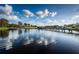 Serene lake view with golf course and bridge at 11120 Wedgemere Dr, Trinity, FL 34655