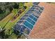 Aerial view of house with screened pool and landscaping at 247 Oriana Dr, Spring Hill, FL 34609