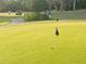 Close up on a golf green with the flag in the hole, person and golf cart in the background at 3042 Wentworth Way, Tarpon Springs, FL 34688