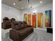 Home theater room with brown reclining seats and artwork at 3042 Wentworth Way, Tarpon Springs, FL 34688