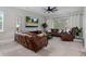 Cozy living room with leather sofas and a large flat-screen TV at 3042 Wentworth Way, Tarpon Springs, FL 34688
