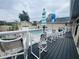 Relaxing deck area overlooking a pool, with comfortable seating and a serene atmosphere at 7941 Sycamore Dr, New Port Richey, FL 34654