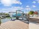 Convenient boat lift on private dock at 7516 Gulf Way, Hudson, FL 34667