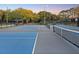 Outdoor pickleball and tennis courts with lighting, chain link fences, and professional surfacing at 121 Lindsay Ln # 31, Oldsmar, FL 34677