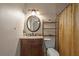 Clean bathroom with a vanity, toilet, and shower/tub combo at 4808 Vesper Ct, New Port Richey, FL 34655