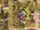 An aerial view showcasing the property and its surroundings at 7443 Oak Tree Ln, Spring Hill, FL 34607