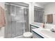 Clean bathroom with shower/tub combo and mirror at 8190 Sturbridge Ct, Weeki Wachee, FL 34613