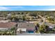 An aerial perspective of the property, showcasing the backyard pool and surrounding foliage at 714 Charlotte Ave, Tarpon Springs, FL 34689